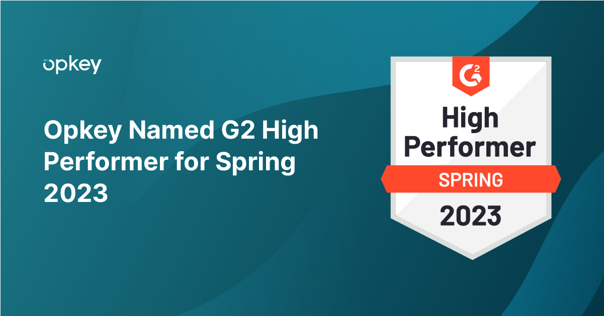 Opkey's G2 High Performer award for Spring 2023