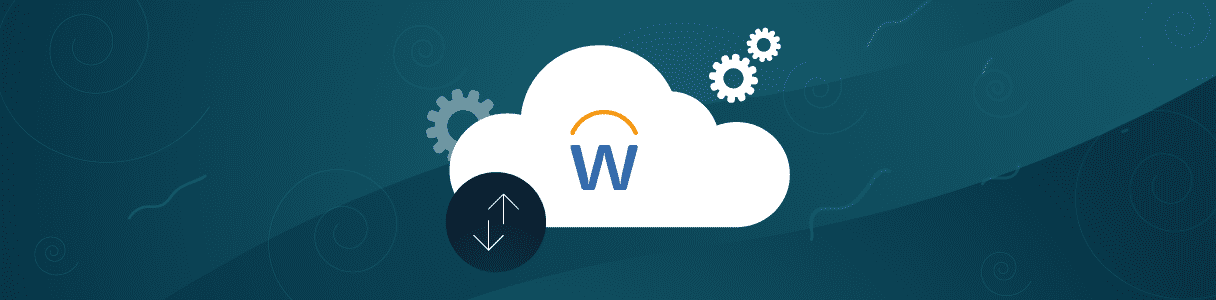 Workday cloud icon with upload/download arrows, indicating data synchronization in the Workday 2024R1 Spring update.