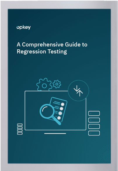 Infographic: A Comprehensive Guide to Regression Testing. Checklist, magnifying glass, and gears illustrate software testing processes.