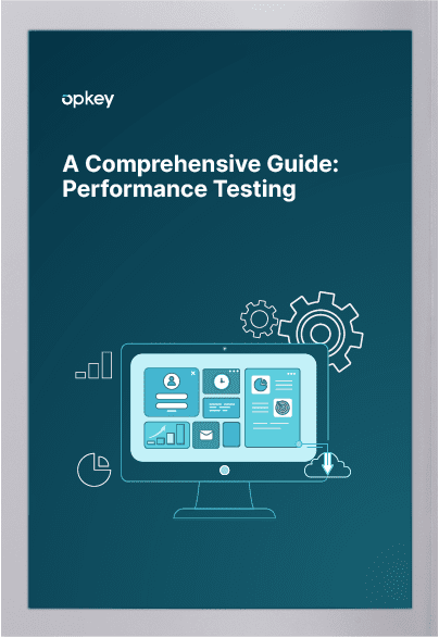 Diagram showing performance testing on a computer screen with graphs and charts.