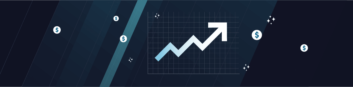 Upward trending graph showing Opkey's $47 million Series B funding.