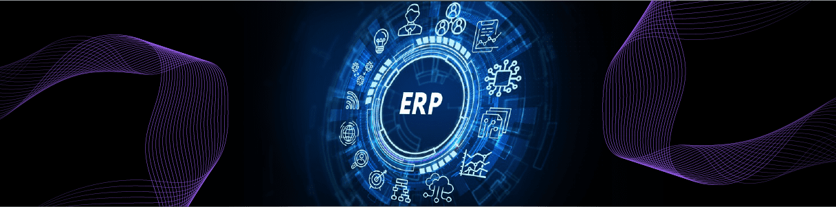 ERP system graphic showing automation and integration of business processes.