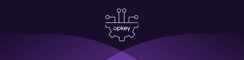 Opkey logo: Gear with circuit board connections, representing automation and process optimization.