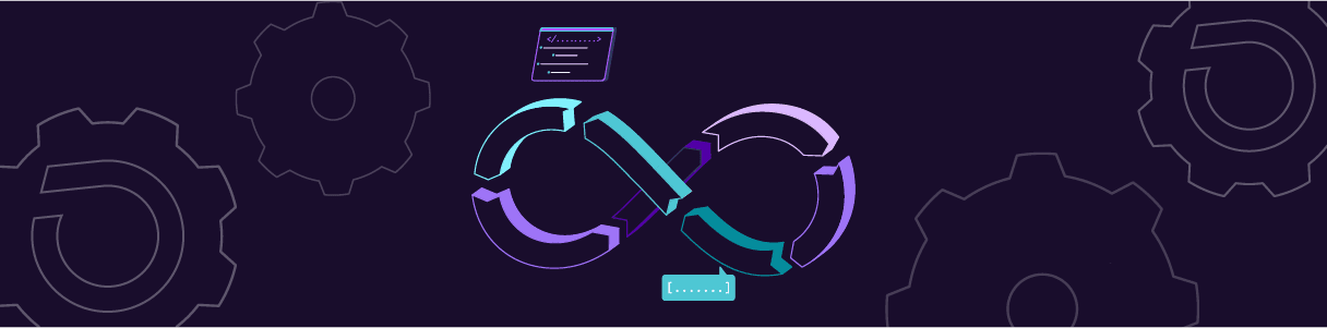 Abstract graphic depicting continuous improvement cycle for enterprise application lifecycle optimization.
