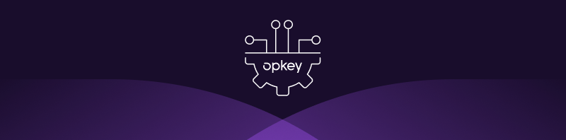 Opkey logo: gear with circuit board, representing automation and efficiency.