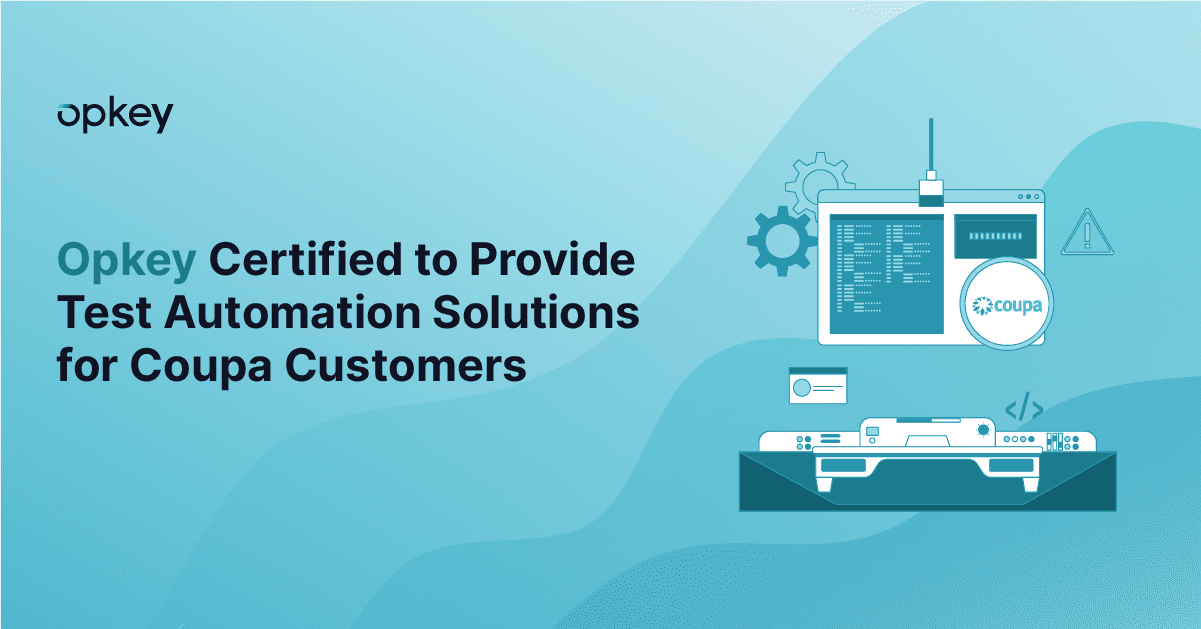 Opkey provides Coupa test automation solutions. Diagram shows software testing and automation processes.